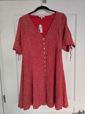 Madewell Red V-Neck Button-Front Women's Dress NWT Size 8